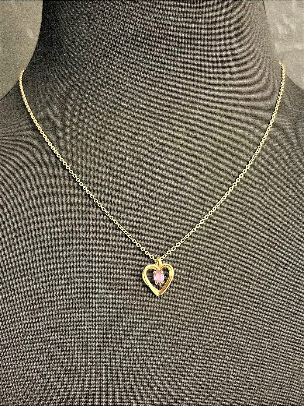 Heart Pendant Necklace in Gold & Pink Like New